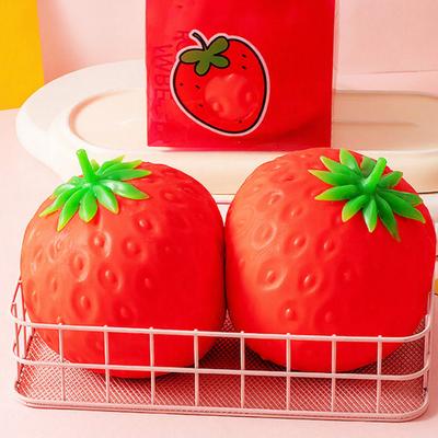 Yousheng Realistic Strawberry Squeeze Toy Slow Rising TPR Fruit Stress Ball Super Soft Strawberry Fidget Toy for Anxiety Relief Novelty Gift for