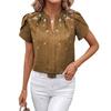 Women Short Sleeve Blouses Summer V Neck Casual Print Office Lady OL Street Personality Shirts Blusas Elegant Finas Para Mujer