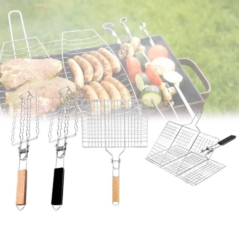 Stainless Steel Bbq Grill Tongs With Foldable Handle For Outdoor Cooking And Grilling