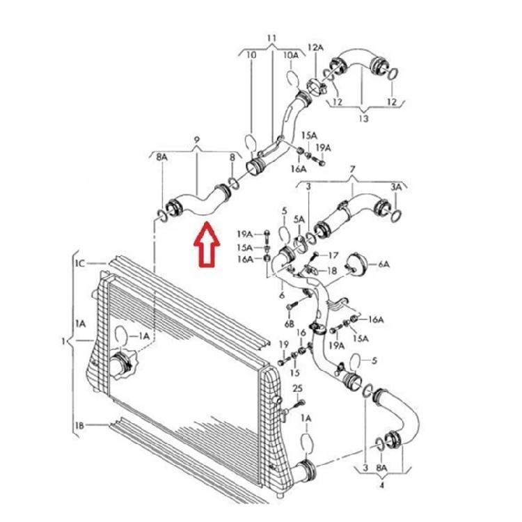 Intercooler Hose Coolant Radiator Supercharged Air Pipe Line for 1K0145832B 1K0145832C 1K0145832E 1K0145834L 1K0145834G
