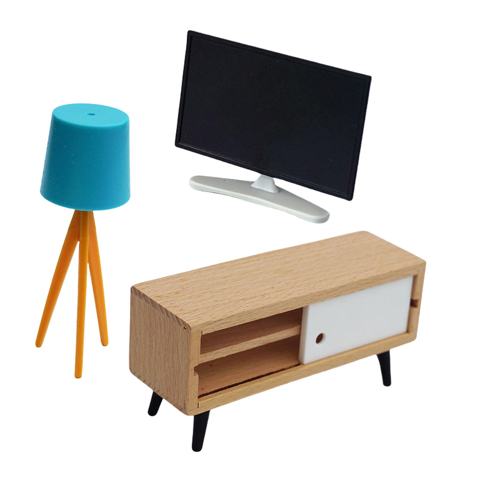 

Миниатюрный набор мебели для кукольного домика в масштабе 1/6 1/12, модель тумбы под телевизор и торшера, мебель для реалистичной декорации