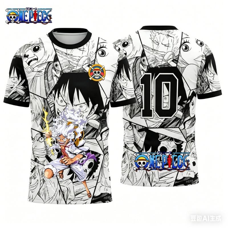 2026 Summer One Piece Luffy Retro Cosplay T-shirt Men's Oversize