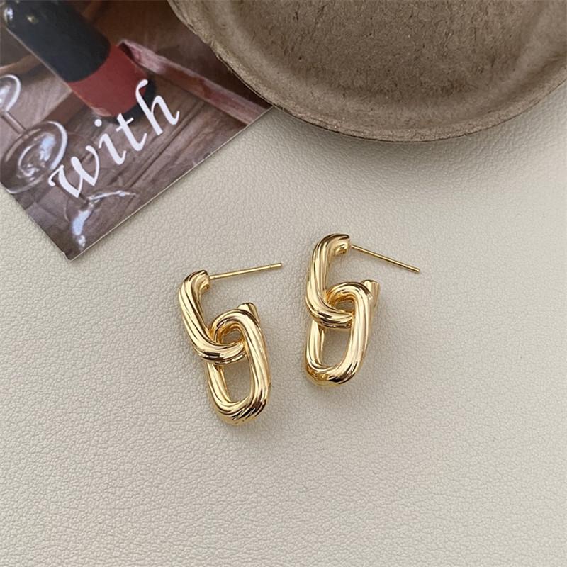 Retro Chic Electroplated Metal Letter Stud Earrings - Versatile Fashion Accessory