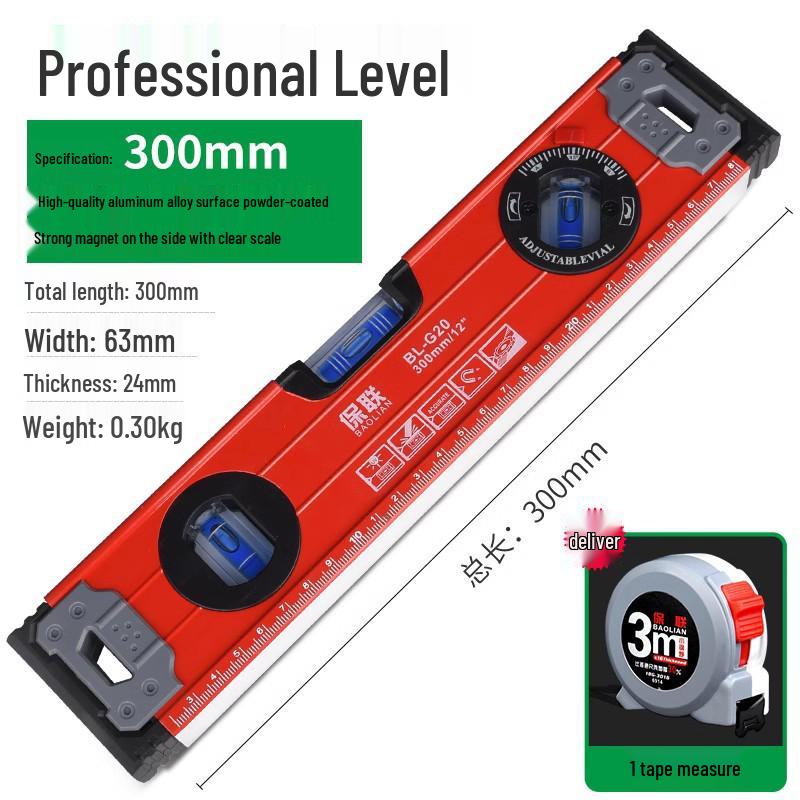 Aluminum Alloy Magnetic Spirit Level and Tape Measure Tool