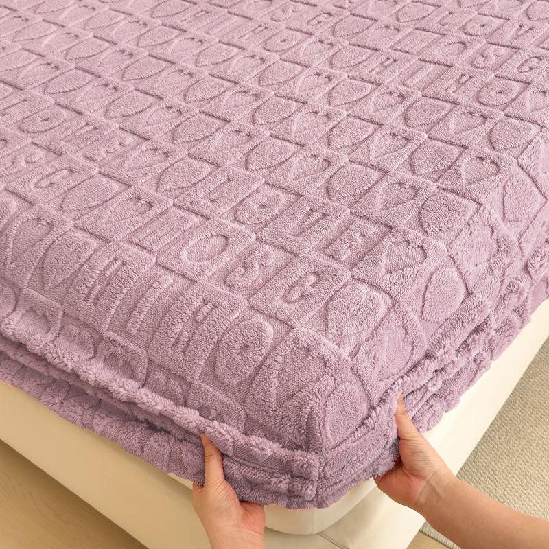 

Бархатный чехол для кровати с тиснением 3D, теплый чехол для матраса, клетчатые простыни с буквами, зимние простыни, льняной утолщенный защитный чехол для матраса 90x190x30cm