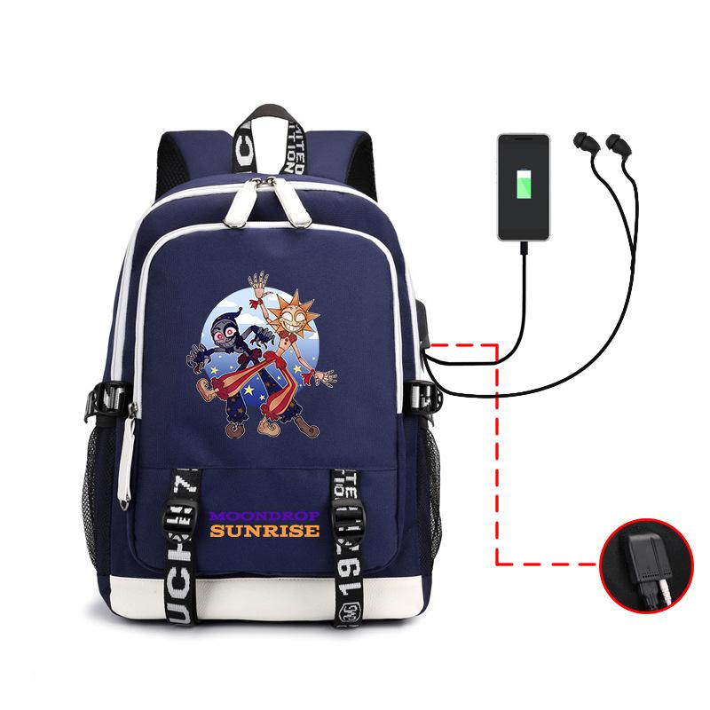 Sundrop Fnaf Peripheral Large Capacity Student School Bag Outdoor Backpack Usb Computer Bag