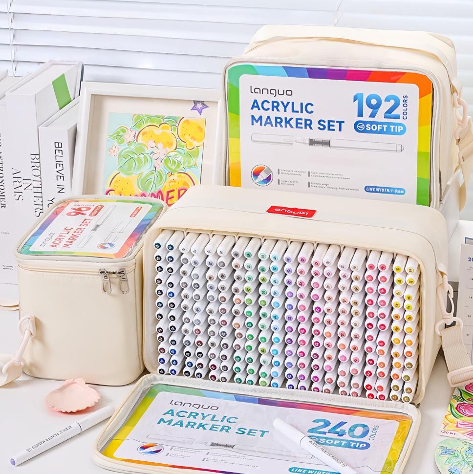 Blue Fruit 240-Color Acrylic Marker Pen Set with Soft Head for Student Graffiti and Art