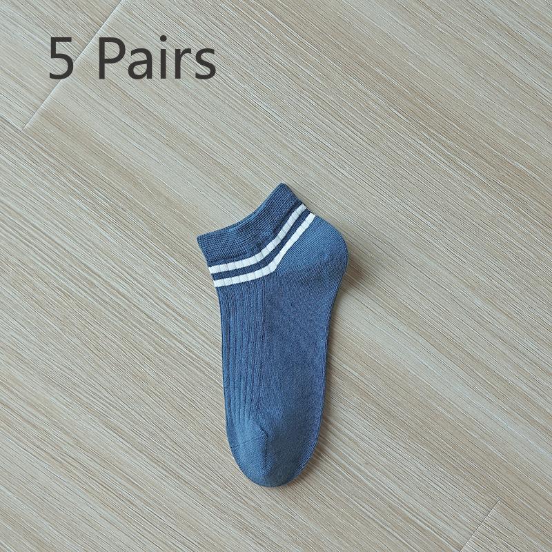 5 Pairs of Female Pure Cotton Non Slip Non Drop Heel Anti Bacterial Breathable Sweat Absorbing Boat Socks