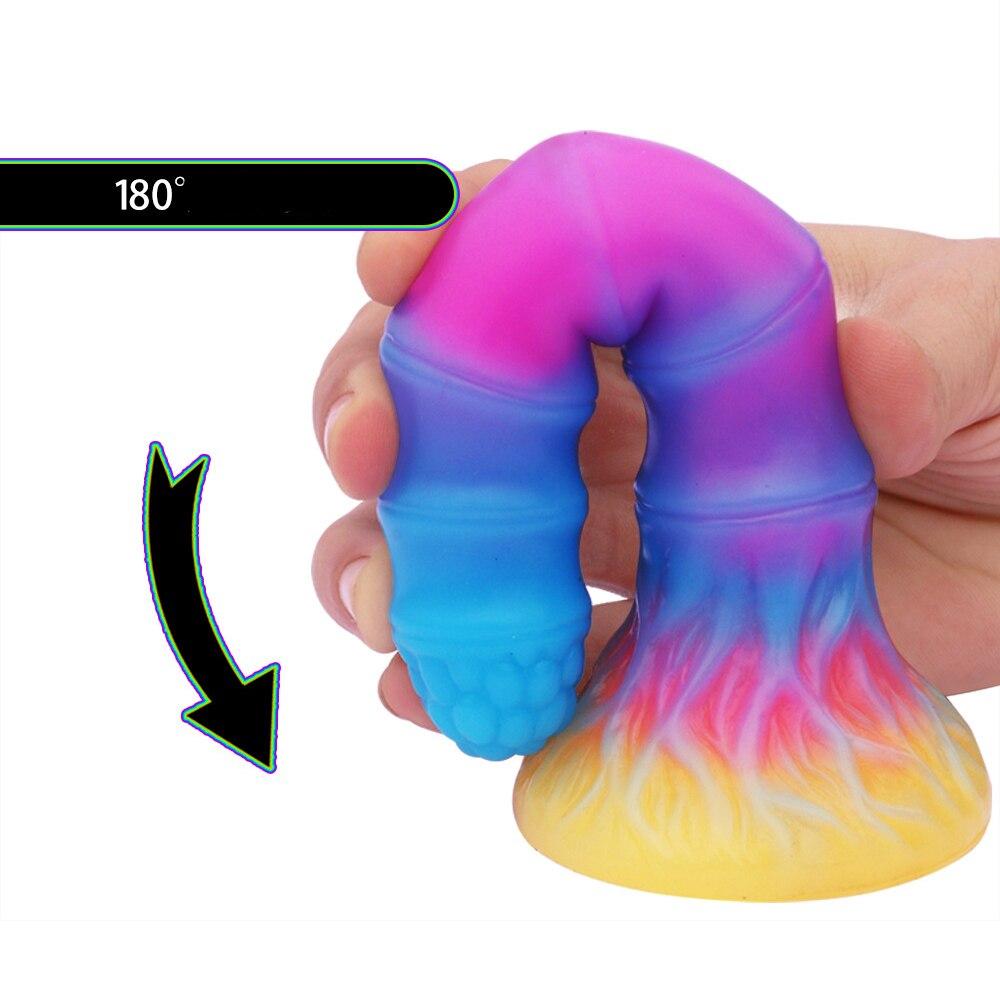 Luminous Anal Plug Mixed Colors Dildo Female Masturbator Adult Sex Toys Realistic Penis Silicone Dick BDSM