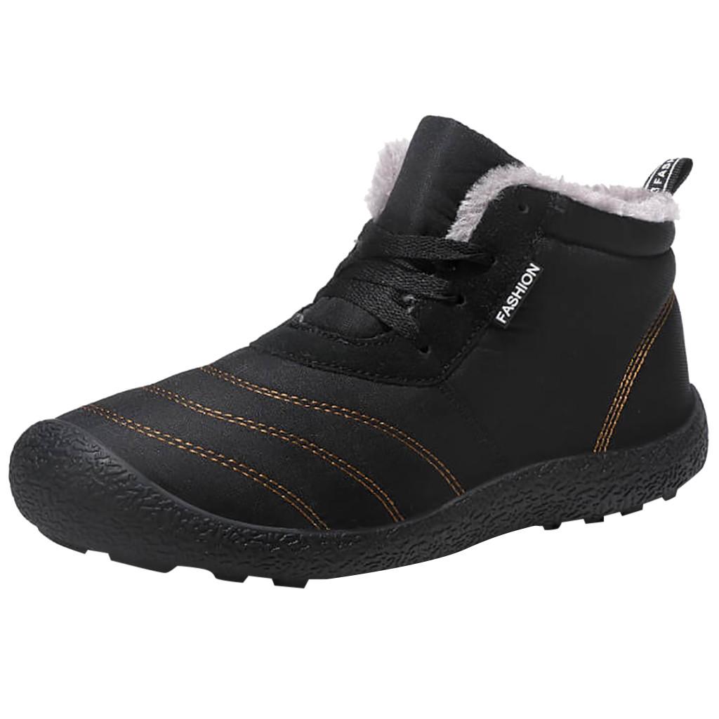 

(SU)Модная мужская бархатная теплая спортивная обувь на открытом воздухе, водонепроницаемые зимние хлопковые сапоги 48 чёрный