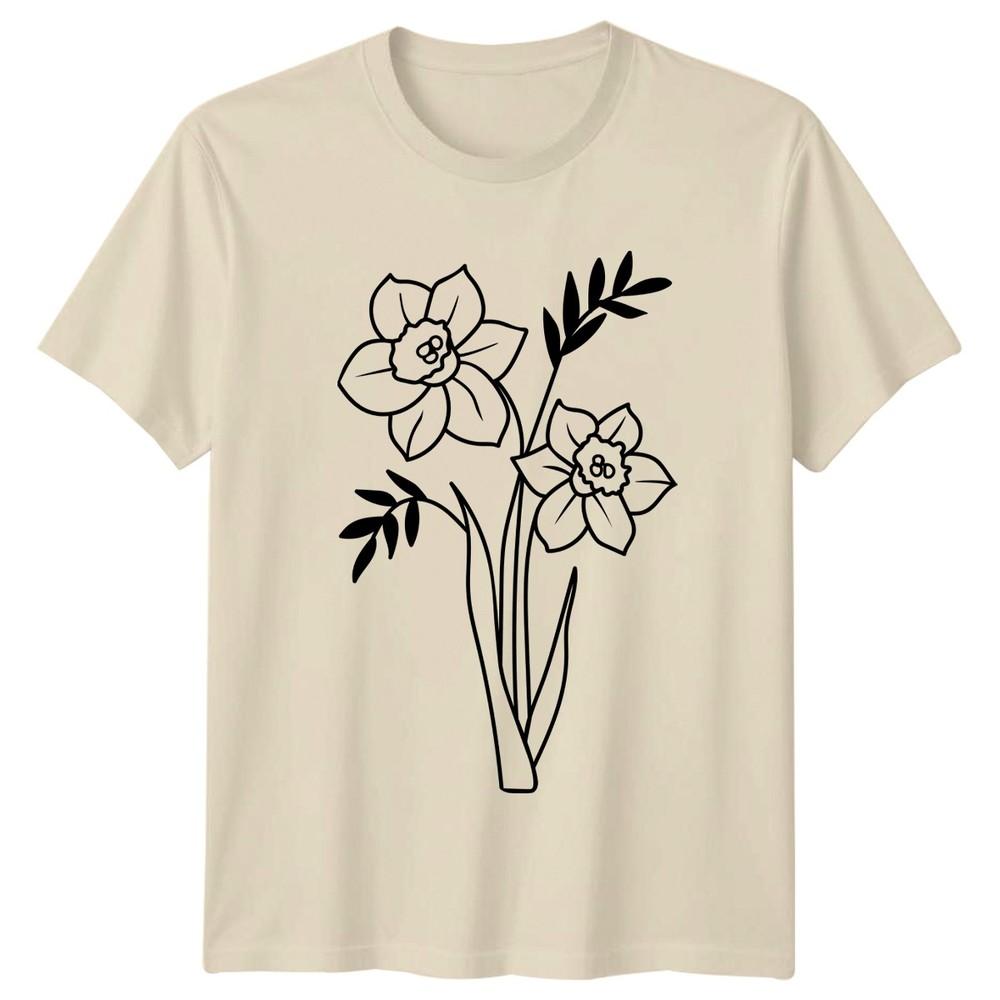 Daffodils Simple Line Art Drawing TShirt Spring Flower Botanical