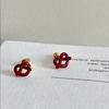 Eleganckie francuskie kolczyki sztyfty z czerwonym sercem - Retro design emaliowany, małe i wszechstronne dla kobiet.