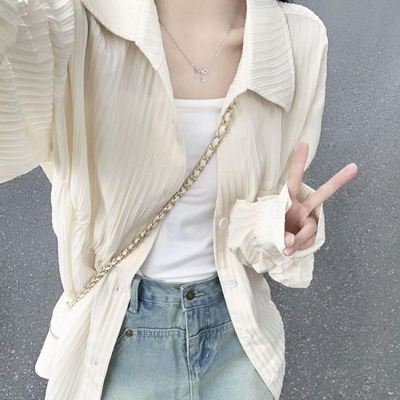 Shirt Top with A Sense of Design for Women Niche Style Thin Summer Shirt Coat Women's Sunscreen Cardigan Outerwear