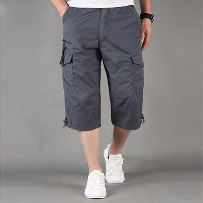 Herren-Cargo-Shorts, schlicht, mit mehreren Taschen, Kampfhose, elastische Hose, lässig, Sommer