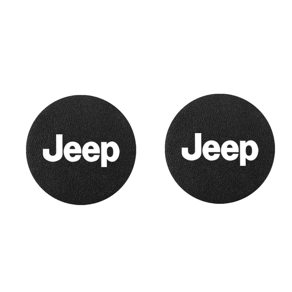 2Pcs Leather Coaster Anti-noise Water Cup Pad Cushion For Jeep Renegade Compass Grand Cherokee Wrangler Patriot Liberty Rubicon AJR1
