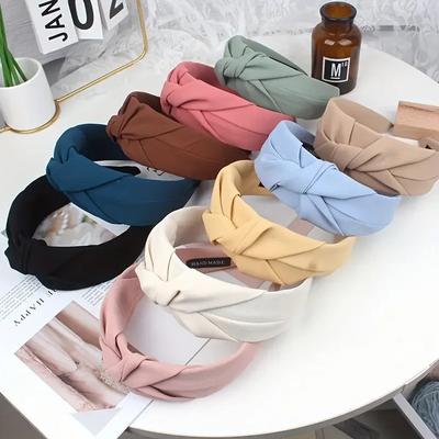 Neue Mode Geknotete Stirnbänder für Frauen Einfarbig Mädchen Tuch Haar Bands Breites Haarband Weiche Haar Hoop Haar Zubehör