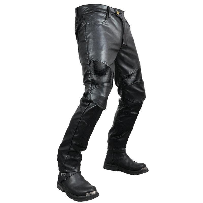 New product Locomotive Rider Straight Cycling Pants Anti-drop Pants Motorcycle Waterproof Windproof Elastic Leather Pants, Racing Pants