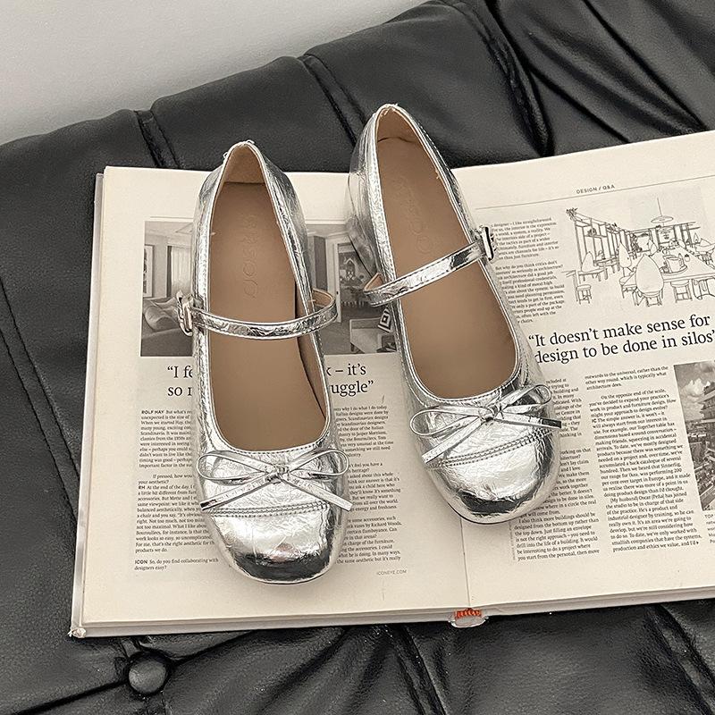 Retro Mori Schleife Mary Jane Schuhe mit weicher Sohle Damen Sommer neu vielseitig dicker Absatz erhöhend kleine Lederschuhe