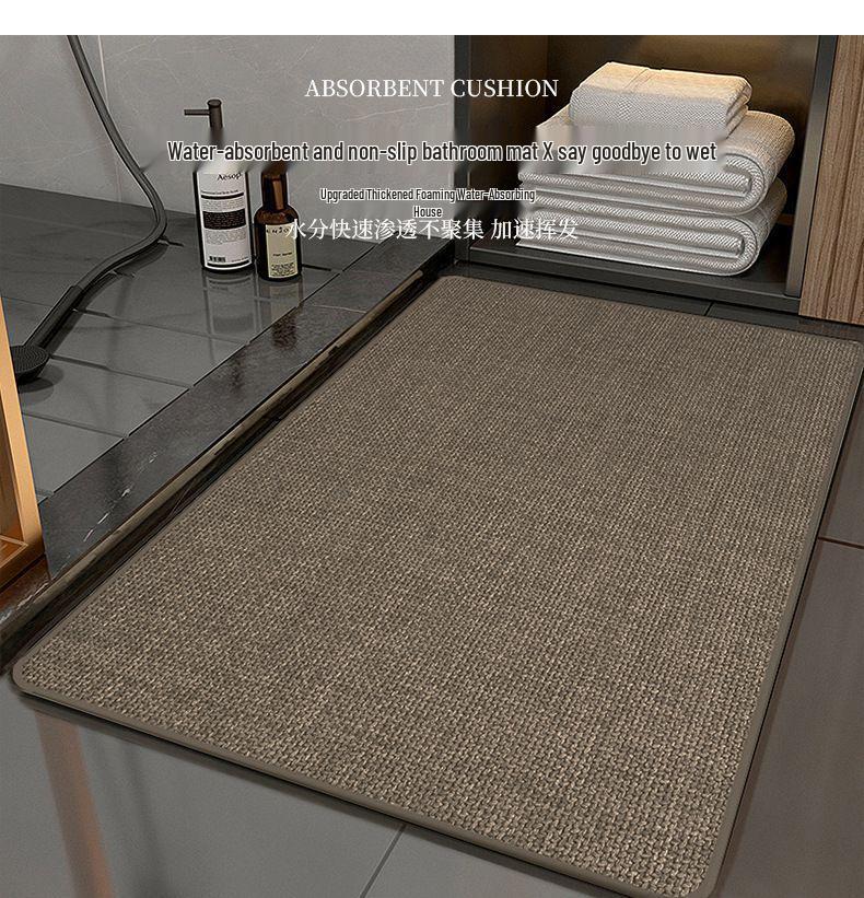 Linen Diatomaceous Earth Non-Slip Bath Mat: Strong Water Absorption, Anti-Fall Design for Bathroom and Washroom