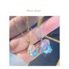 Blue Ocean Moonstone Moon Flower Titanium Steel Zircon Clavicle Necklace For Women