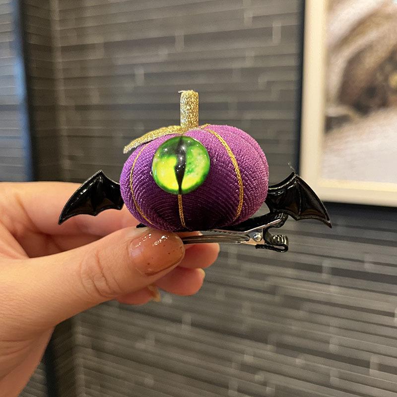 2025 New Halloween Hair Accessories: Funny Children's Bat & One-Eyed Pumpkin Hair Clips