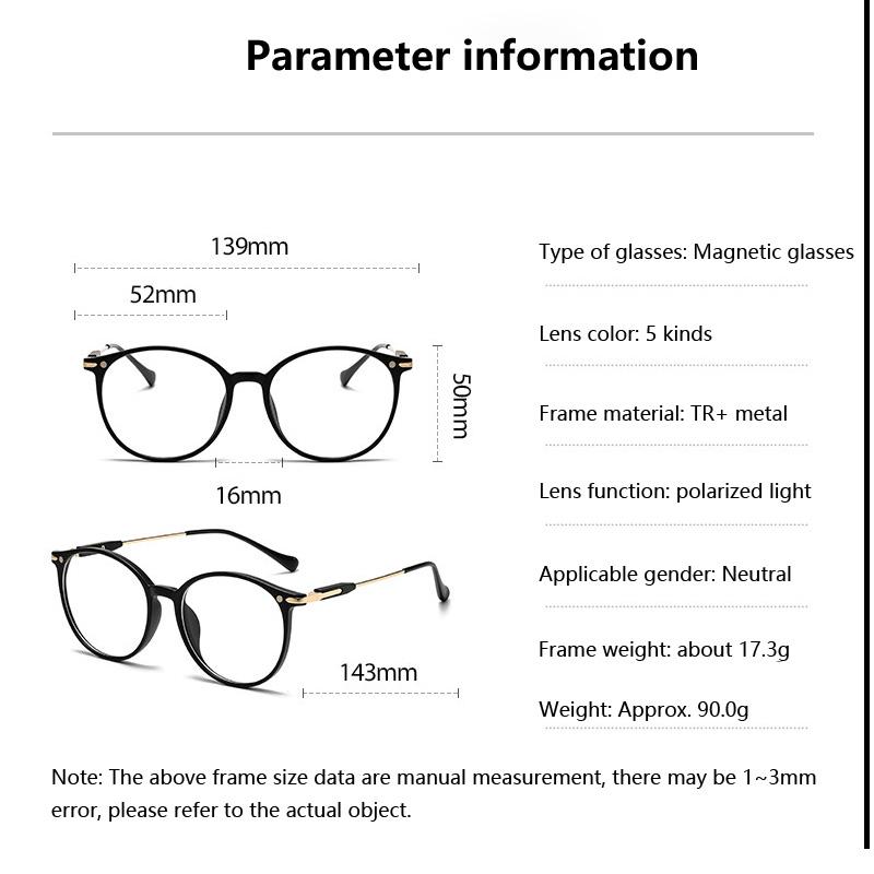 Myopia TR90 Frame Fashion Ladies Black Polarized Clip Sunglasses Magnetic Suction a Variety Clip Sets Colorgul Clips Goggles