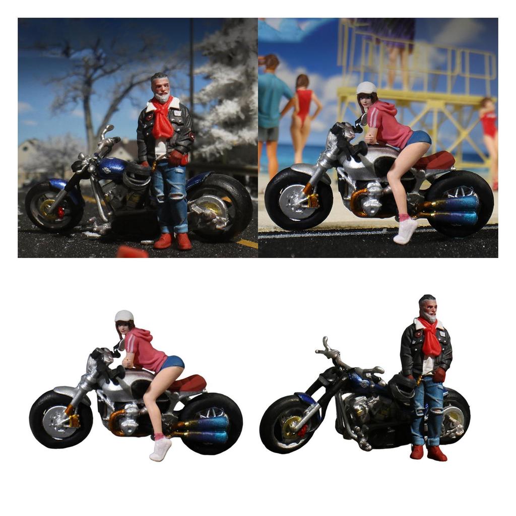 1:64 Miniature Figure Motorcycle Rider DIY Projects Painted Ornament Diorama