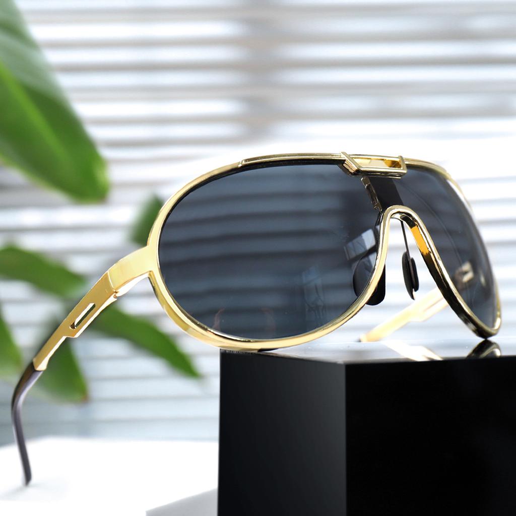 New Oversize Metal Frame Sunglasses Trendy Street Style Shades Sunglasses Unisex Outdoor Travel Fishing UV Protection Eyewear