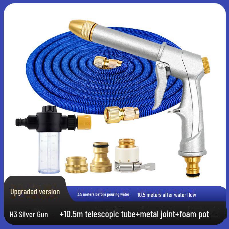 High-Pressure Car Wash Water Gun Set with Telescopic Hose and Garden Cleaning Nozzle