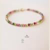 Women's 14k Gold Plated Tourmaline Rainbow Bracelet - Watermelon Summer Birthday Gift