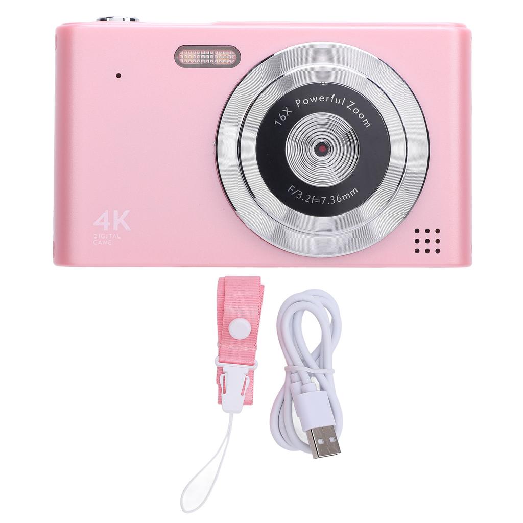 Digital Camera 16x Zoom 4K 48MP 2.4 Inch IPS Screen Anti Shake Video Recording Compact Digital Camera for Travel with