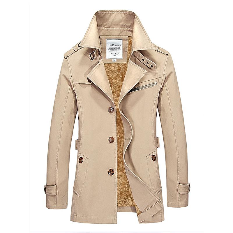 Business Casual Long Section Winter Jacket Men Trench Coat Windbreaker Men's Overcoat Warmth Jacket