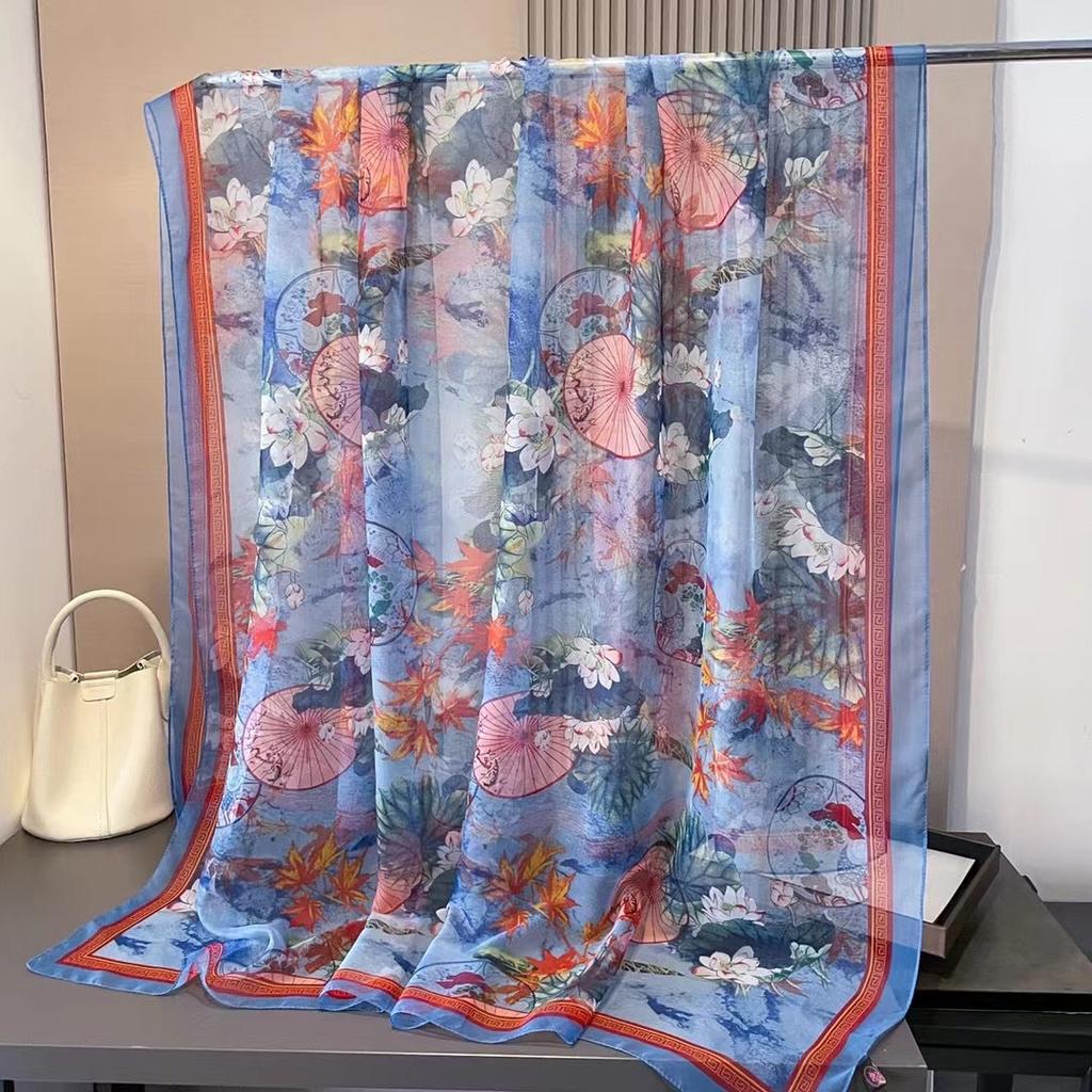 Silk Scarf Folral Women Hijab Bandana Ladies Head Neck Print Foulard Female Headbanda Pashmina Scarves Echarpe Shawl Large Wrap