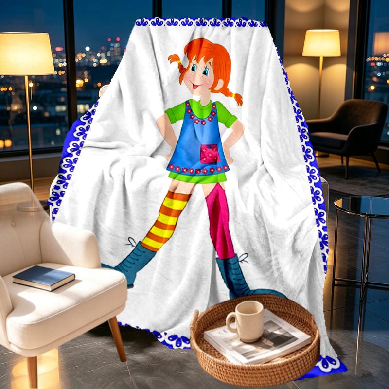 Pippi Longstocking Print Blanket - Soft & Comfortable, for Bedroom, Travel, Sofa, Home Decoration - Birthday Christmas Gift for Friend