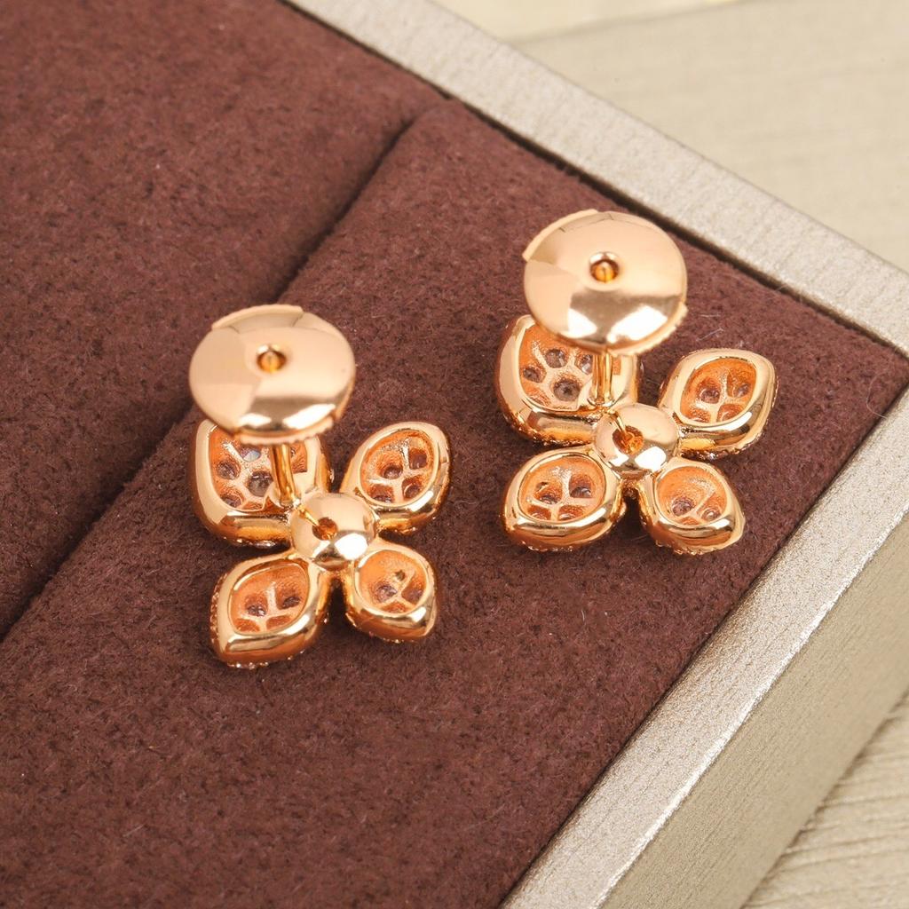 New Hot Brand Vintage Earrings Gifts For Anniversary Luxury Jewelry Earrings For Women Flower Wedding Engagement Ear Stud
