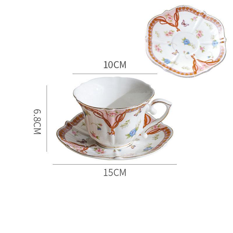 200ml Creative Floral Gold Rim Coffee Mug Saucer European Floral Ceramic Cup Exquisite Afternoon Tea Flower Tea Coffee Cup Gift