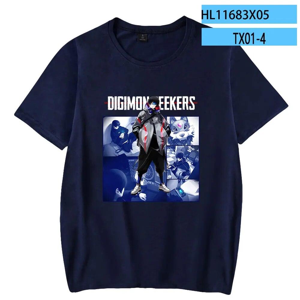 Digimon Adventure Anime 2023 Neues Digimon Seekers T-Shirt Crewneck Kurzarm T-Shirt Damen Unisex T-Shirt Harajuku Kleidung Unisex