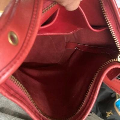 Coach Bucket-Style Shoulder Bag Red 9953 Vintage Leather Light signs use