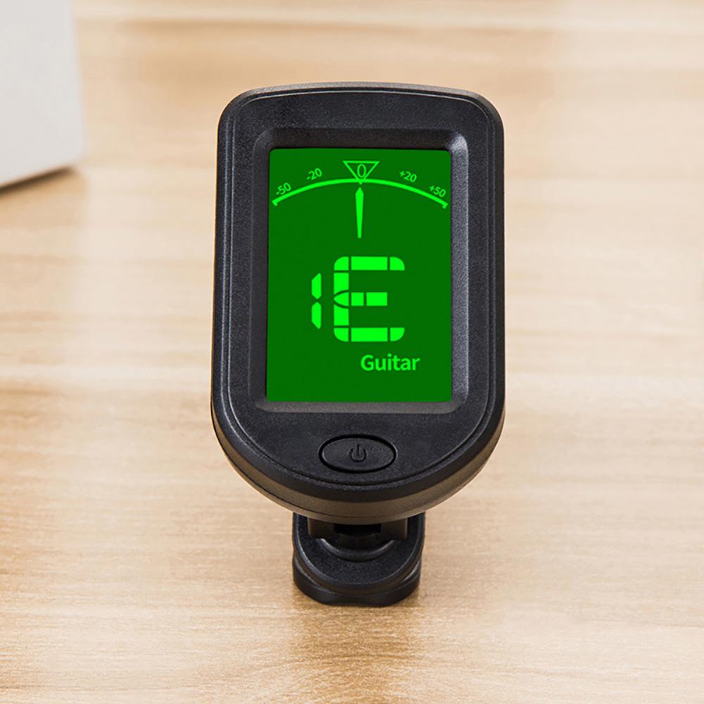 Guitar Tuner Clip On for Twelve Tone Equal Temperament Guitar Bass Violin Ukulele Dual Color Backlit LED Screen