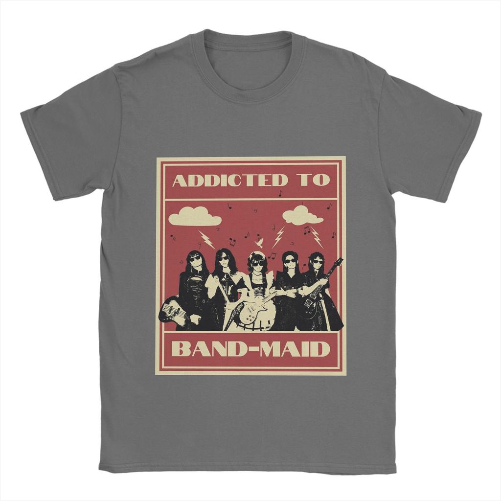 Męski T-shirt zespołu Band Maid 100% Bawełna Odzież Rekreacyjna Krótki Rękaw Okrągły Dekolt T-shirt Prezentowy