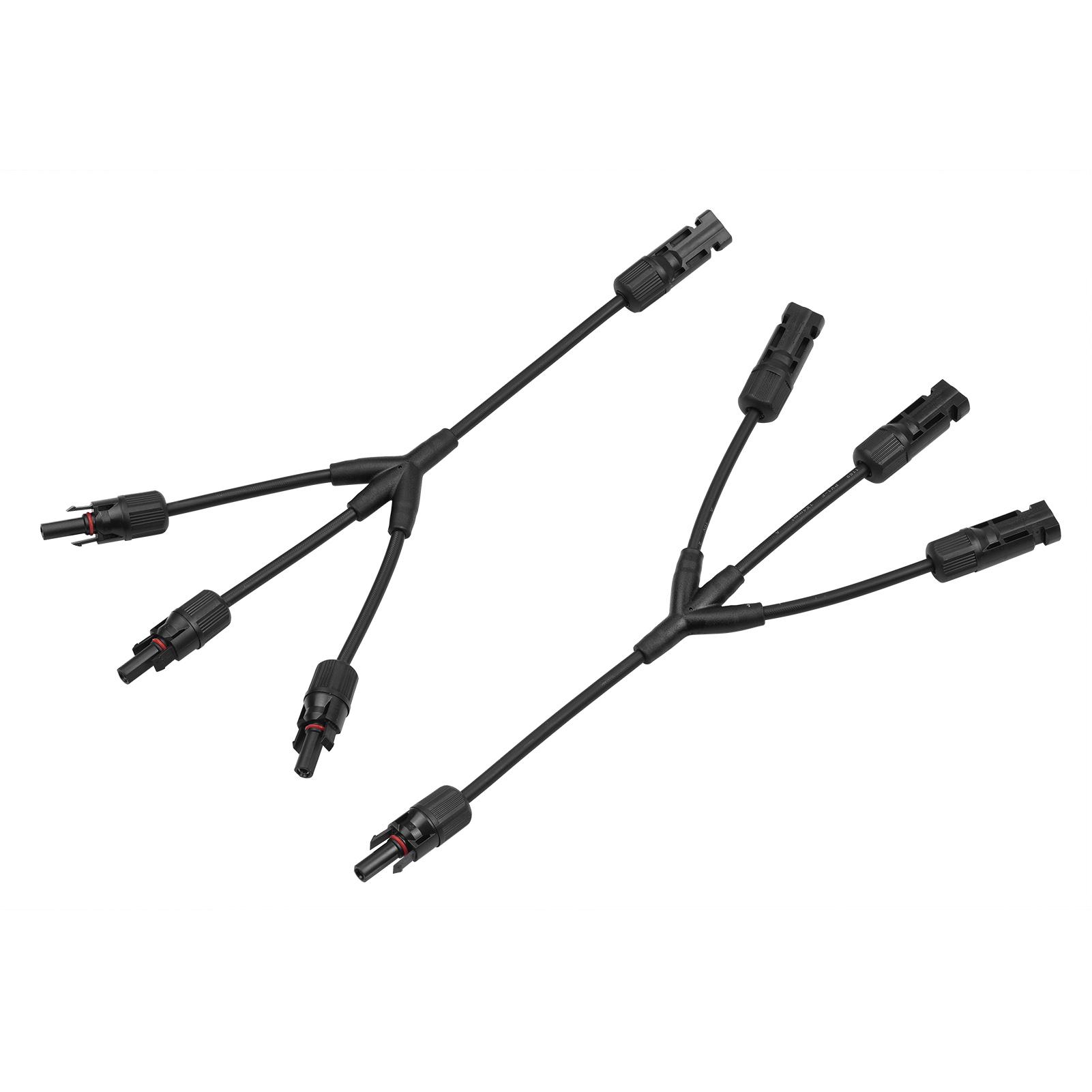 

Разъемы Y-образной солнечной батареи Адаптер параллельного кабеля Двухсторонний разъем кабеля солнечной батареи Самоблокирующийся IP67 3-Way чёрный