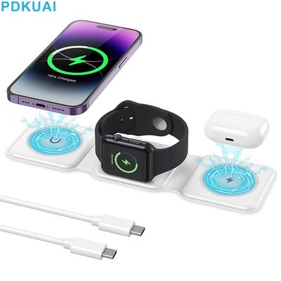 3 In 1 Magnetic Wireless Charger Fast Charging For Iphone 14 13 12 Pro Max Apple Watch 8 7 6 Airpods Pro2 Foldable Dock Station