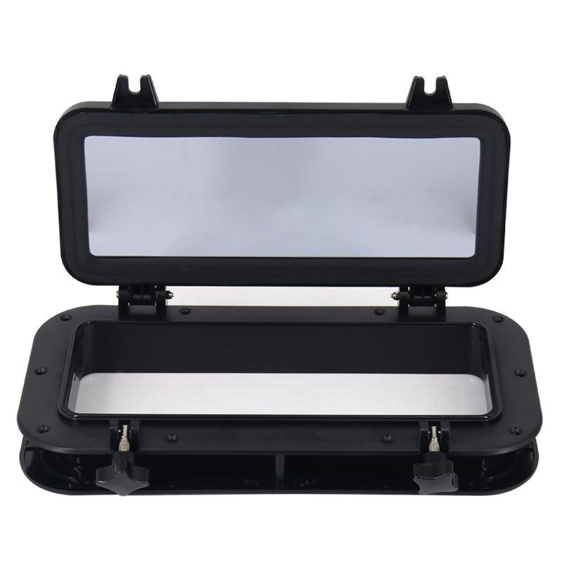 Rectangular 40x20 ABS Plastic Boat Porthole Window Tempered Glass Watertight Hatch Yacht RV Marine Vessel Black White Accessory