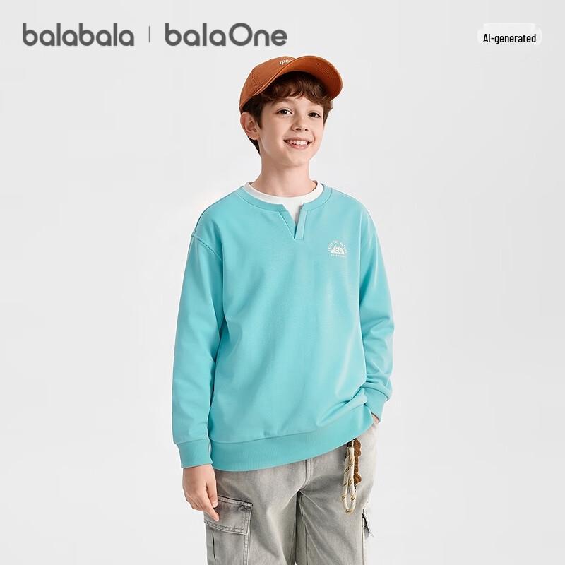Balabala Kids' Unisex Faux Two-Piece Long Sleeve Sweatshirt