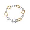 18K Gold Stainless Steel Two-tone Twisted Pattern Cross Chain Bracelet with OT Clasp