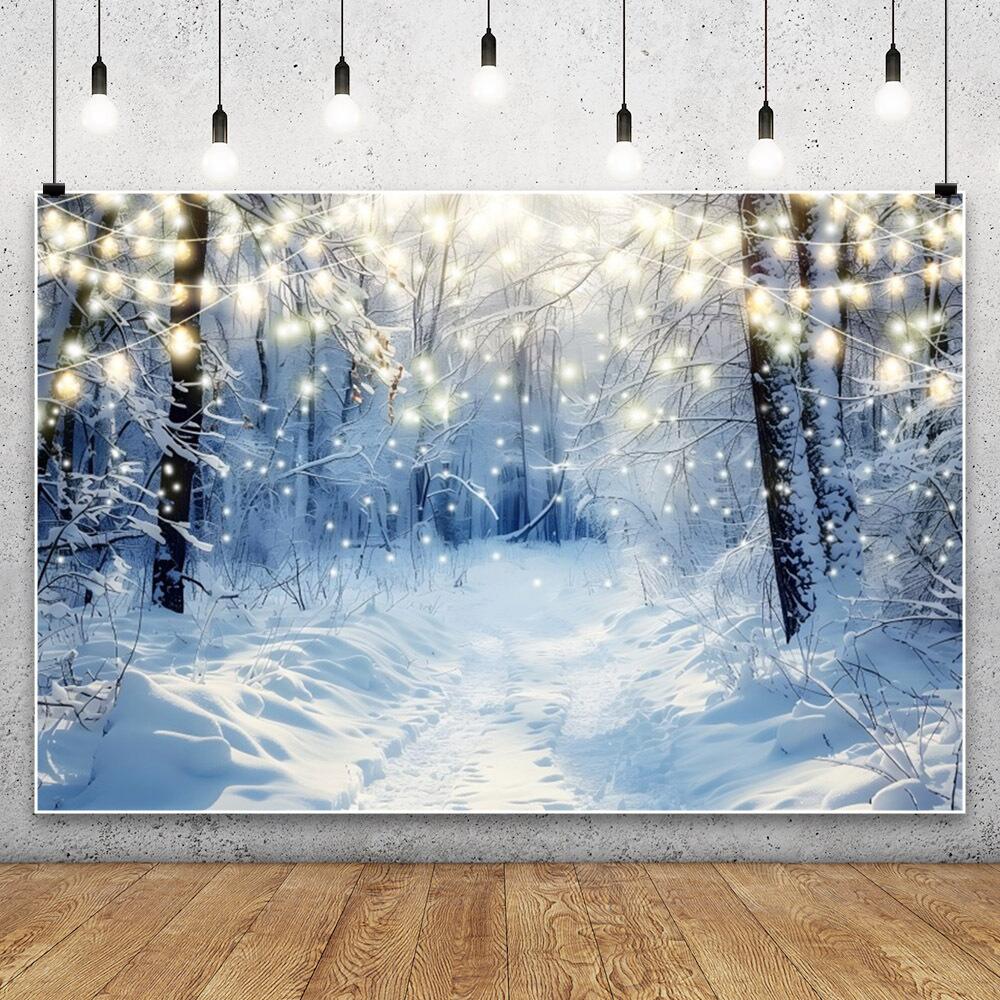 Winter Snowflake Christmas Photography Backdrop Decor Xmas Pine Tree Snowman Glitter Merry Christmas Party Photo Background Prop