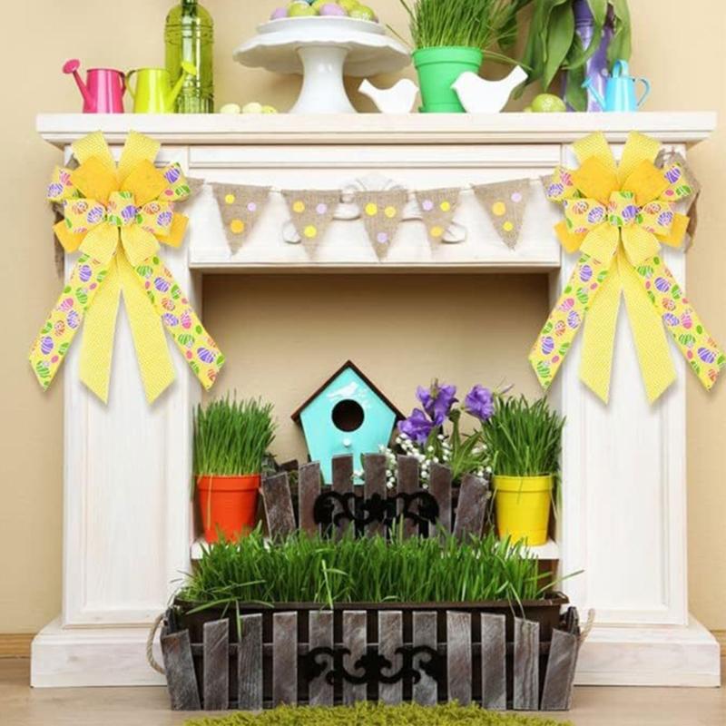 5 Yards Festive Ribbons with Carrot Dotted Pattern for Decorsfor Easter Flower Arrangements DIY Projects