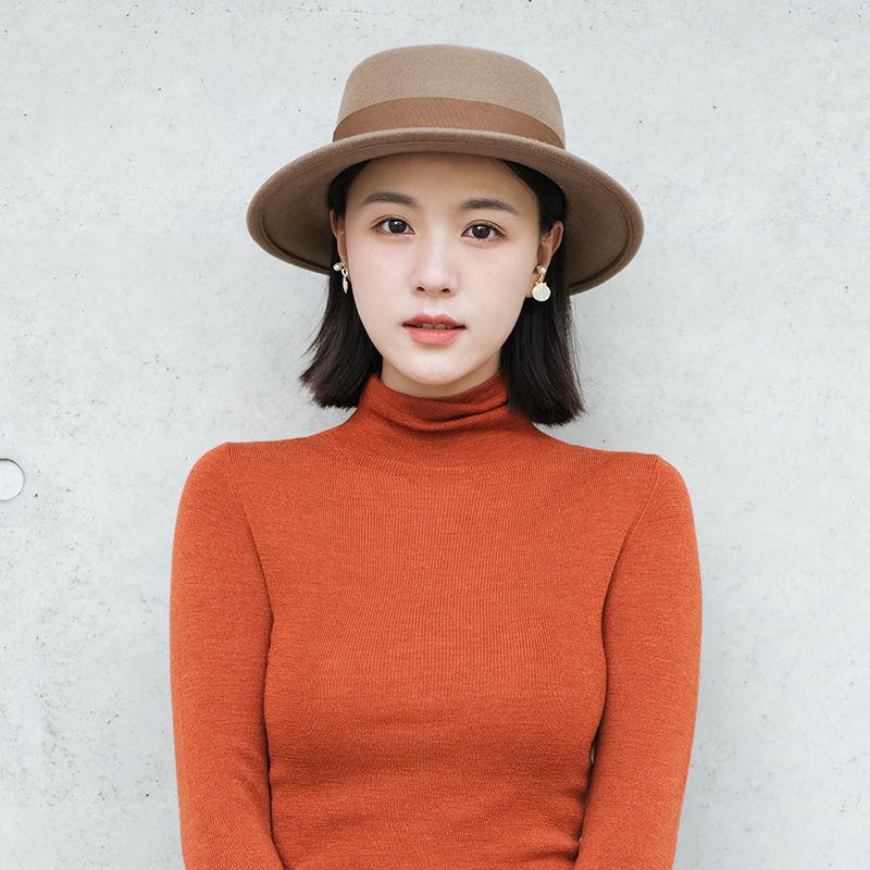 Autumn and winter versatile top hat woolen flat hat British flat hat retro jazz hat fashion hat