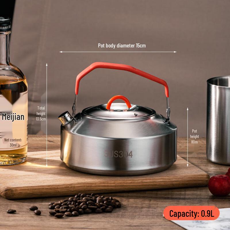 OEING Outdoor Stainless Steel Camping Kettle 900ml