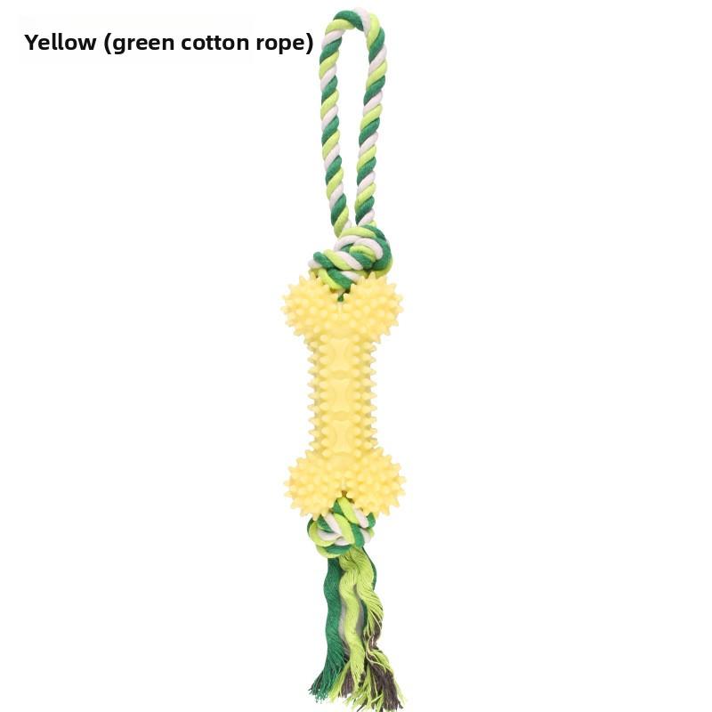 

Игрушка для питомца хлопковая веревка в форме кости, износостойкая, тренировочный канат с узлами для прорезывания зубов, набор игрушек для собак, чтобы развлечь себя и не скучать жёлтый